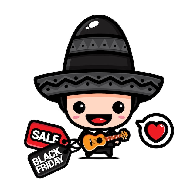 Vector lindo chico mexicano con descuento de viernes negro