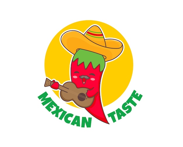 lindo chile rojo mexicano tocando la guitarra con sombrero