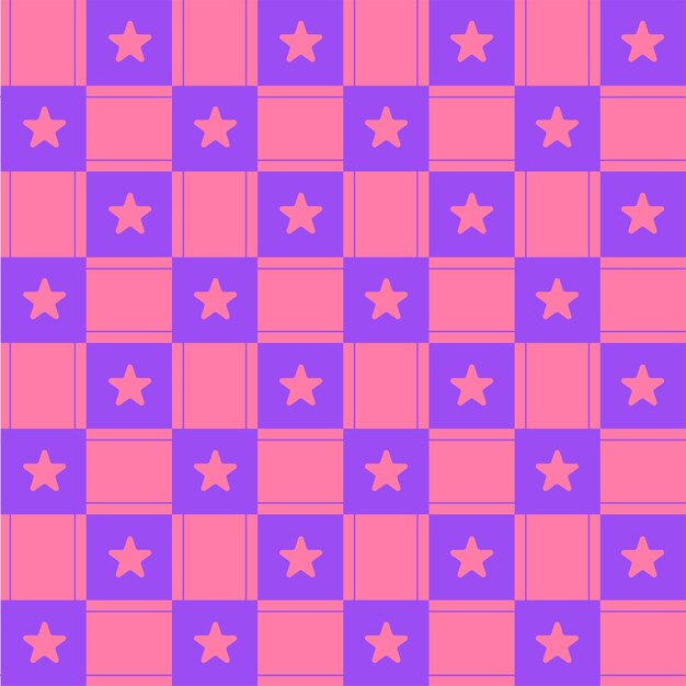 Lindo Cielo Nocturno Estrella Elemento Rosa Púrpura Violeta Lila Cuadros Guinga Patrón Editable Trazo