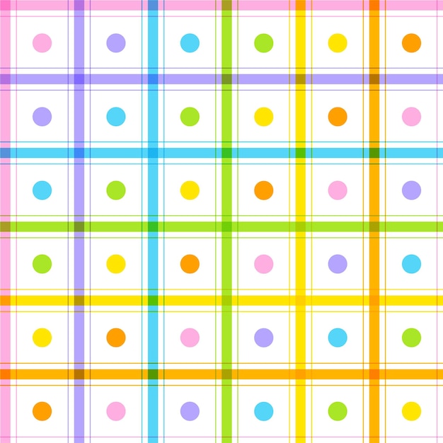 Lindo círculo de lunares Punto redondo Geometría Elemento Arco iris Colorido Pastel Raya Rayas Línea Verificar BG