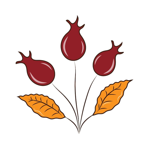 Lindo clipart en estilo de otoño con una fruta de dogrose