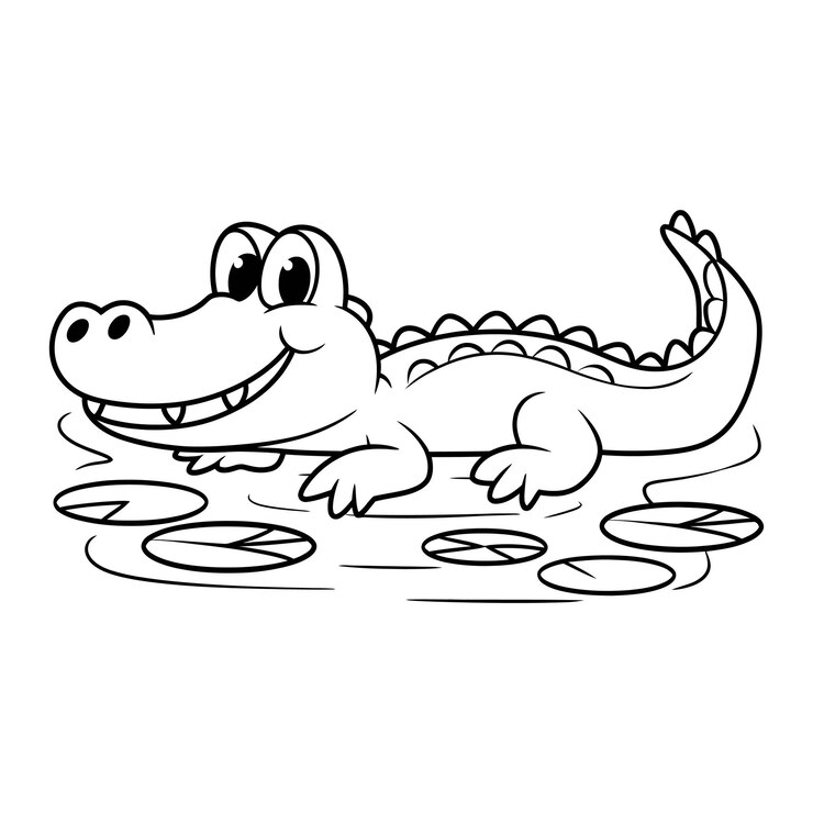 Vector el lindo cocodrilo de dibujos animados
