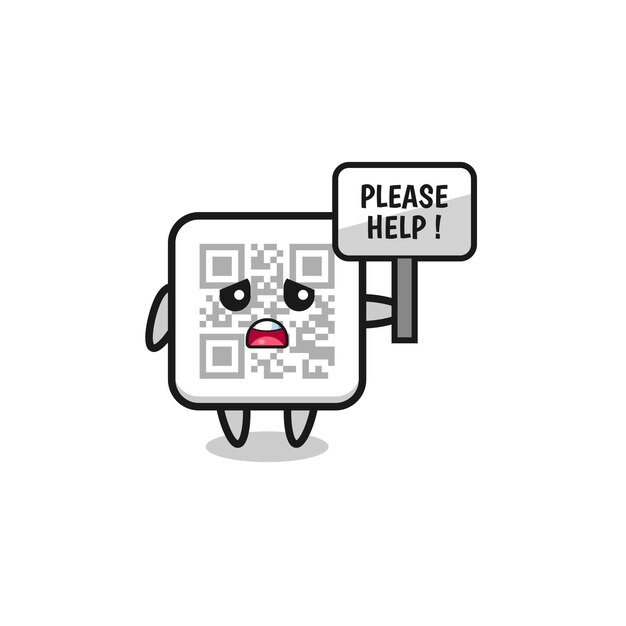 lindo código qr sostenga el banner de ayuda por favor