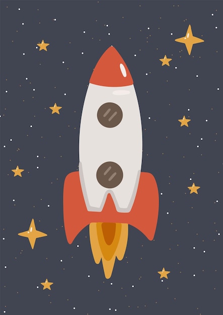 Lindo cohete dibujos animados vector sistema solar vector espacio vector fondo niños vector dibujos animados planos