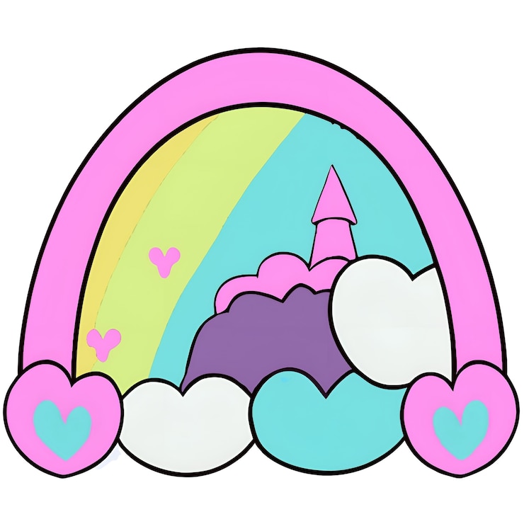 Vector lindo, colorido, castillo, ilustración
