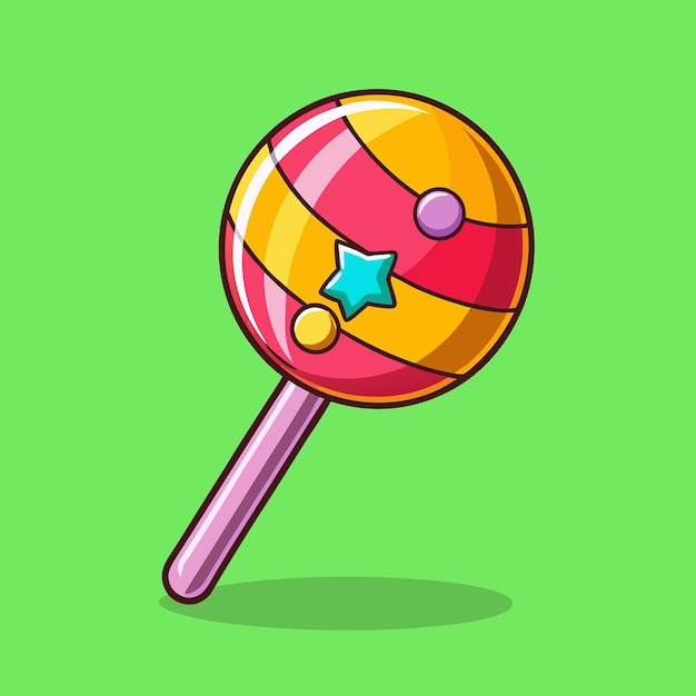 Lindo y colorido dibujo animado de un caramelo de piruleta
