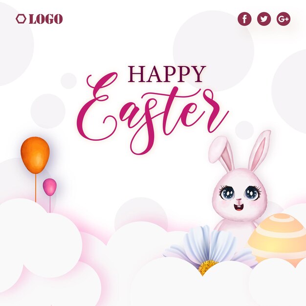Lindo colorido feliz Pascua venta cartel Banner rosa fondo blanco con huevos Vector libre