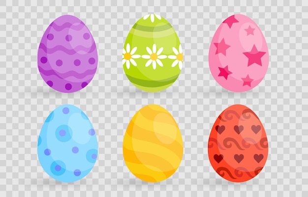 Lindo colorido huevos de pascua símbolo feliz pascua diseño de dibujos animados vector en png