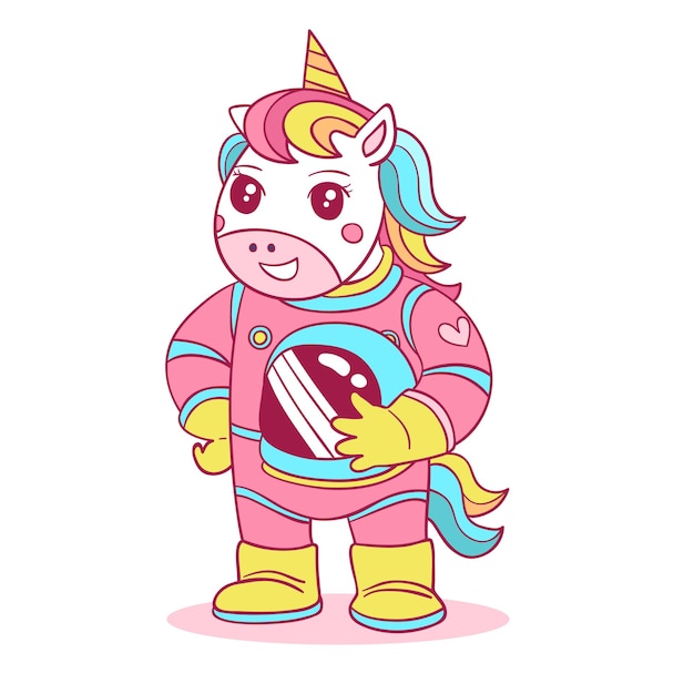 El lindo y colorido unicornio astronauta