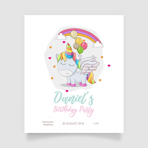 Un lindo y colorido Unicornio con hermosos accesorios