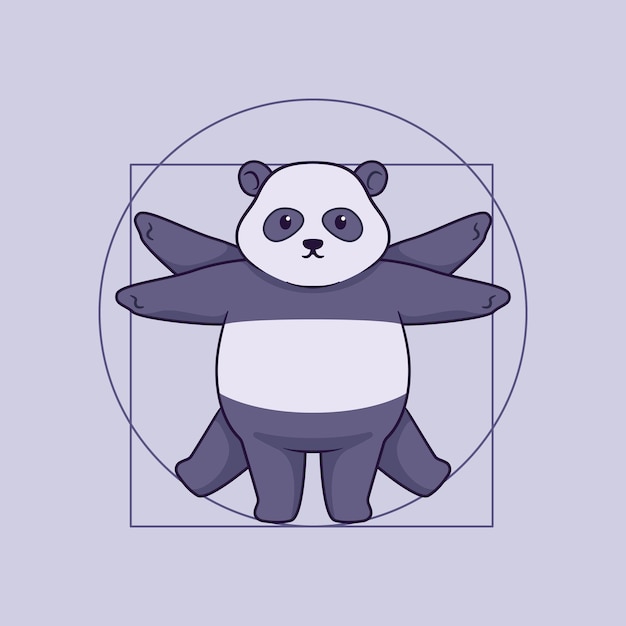 Vector lindo concepto de ilustración de vitruvio panda