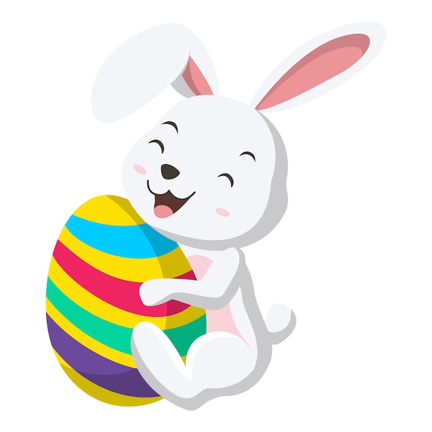 Lindo conejito blanco con huevo de Pascua