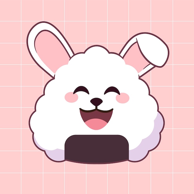 Lindo conejito bola de arroz con expresión kawaii