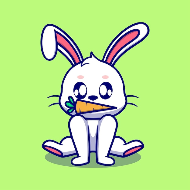 Lindo conejito comiendo ilustración de icono de dibujos animados de zanahoria