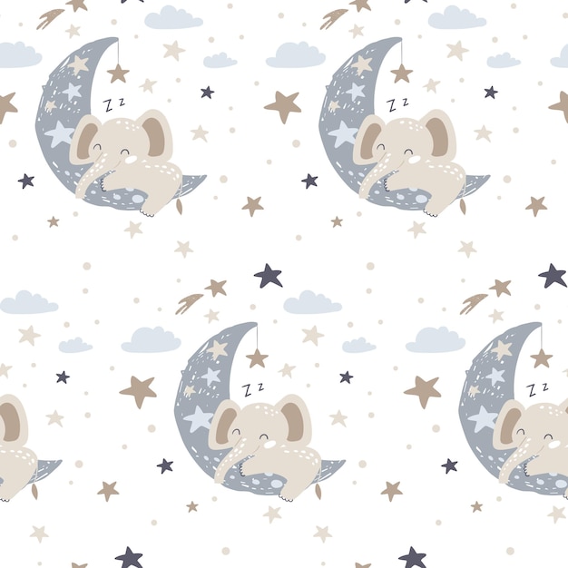 Lindo conejito durmiendo en la luna ilustración vectorial