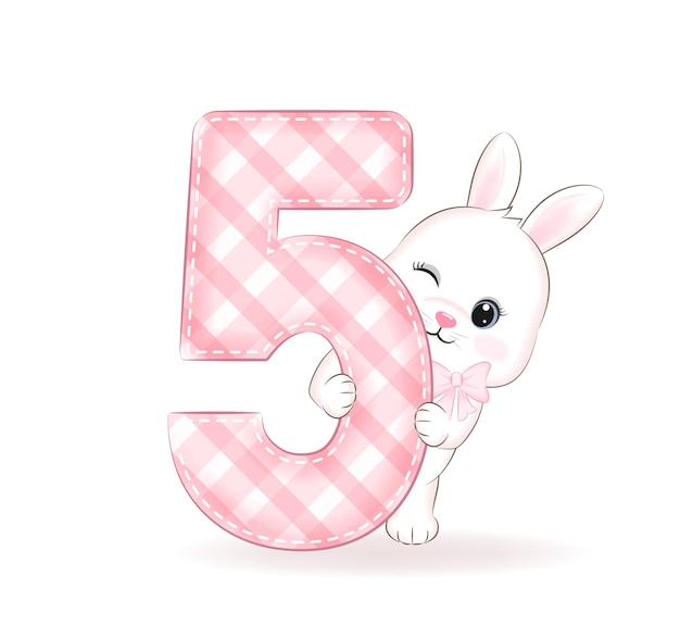 Lindo conejito Feliz cumpleaños 5 años