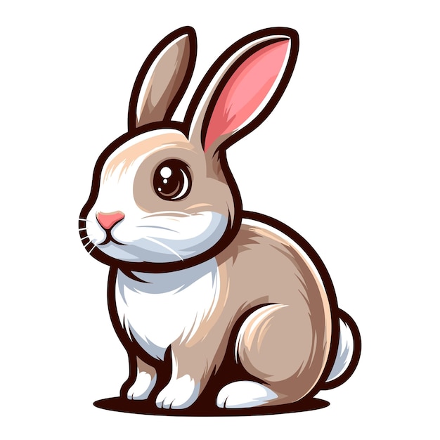 Lindo conejo adorable personaje de dibujos animados ilustración vectorial gracioso conejo de Pascua plantilla de diseño plano