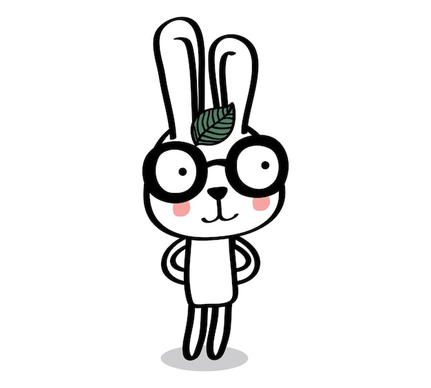 El lindo conejo blanco de Pascua de dibujos animados
