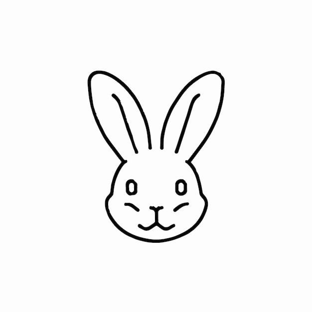 Lindo conejo cara línea icono diseño ilustración vectorial