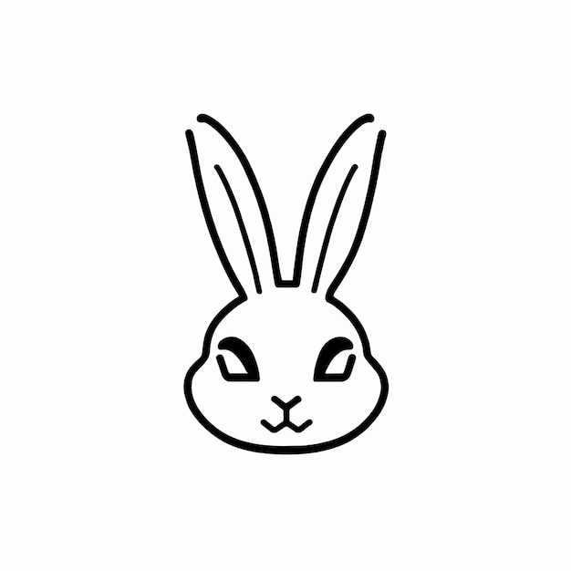 Lindo conejo cara línea icono diseño ilustración vectorial