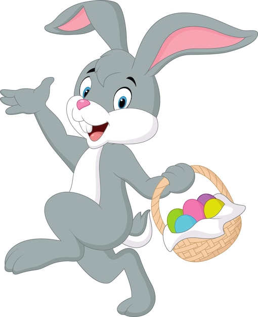 Lindo conejo con cesta de Pascua