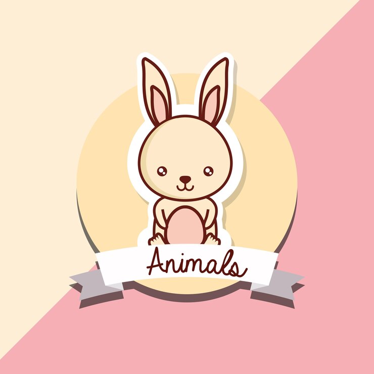 Vector lindo conejo con cinta decorativa