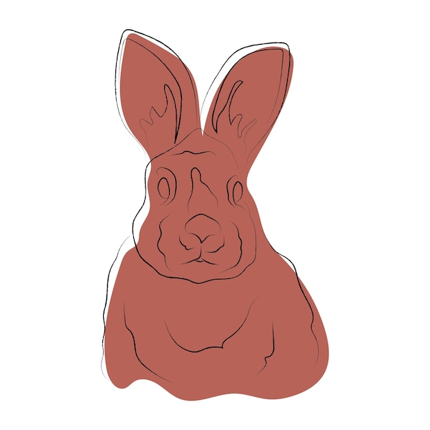 Lindo conejo, conejito, arte lineal, arte de una línea, manchas de color