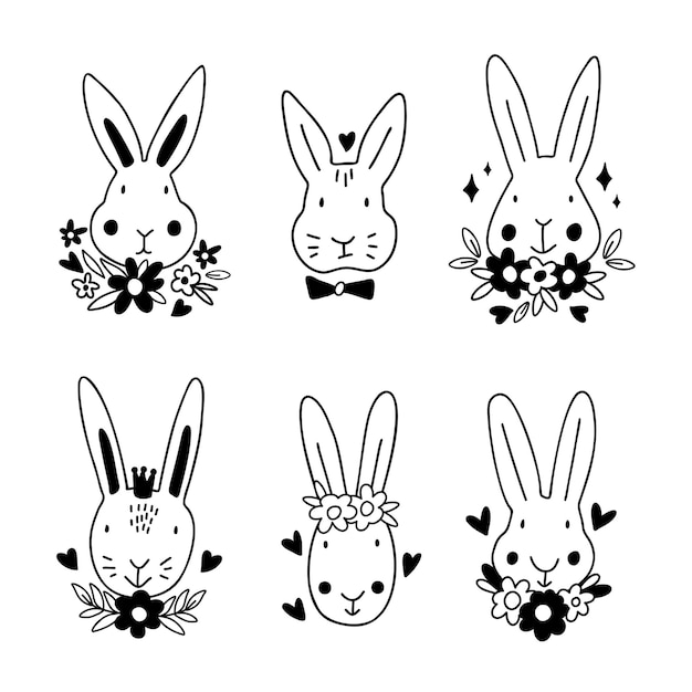 Lindo conejo conejito SVG Cut File Design set para Cricut y Silhouette