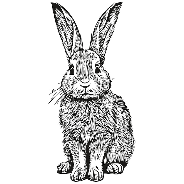 Lindo conejo dibujado a mano ilustración vectorial liebre en blanco y negro