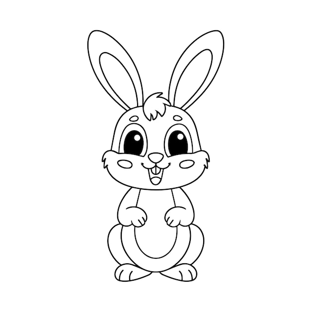Lindo conejo dibujos animados para colorear página ilustración vector para niños libro para colorear