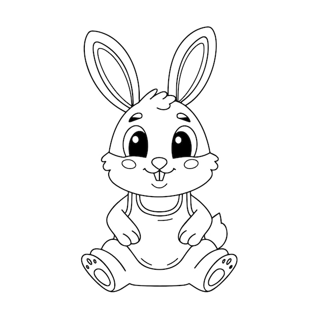 Lindo conejo dibujos animados para colorear página ilustración vector para niños libro para colorear