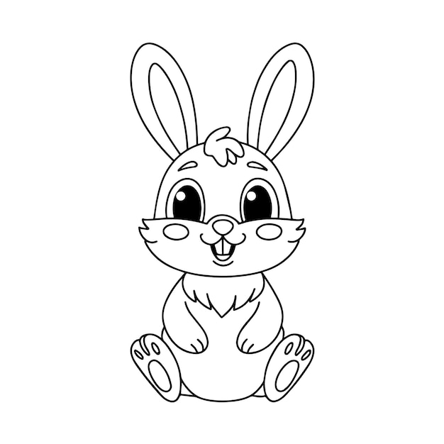Lindo conejo dibujos animados para colorear página ilustración vector para niños libro para colorear