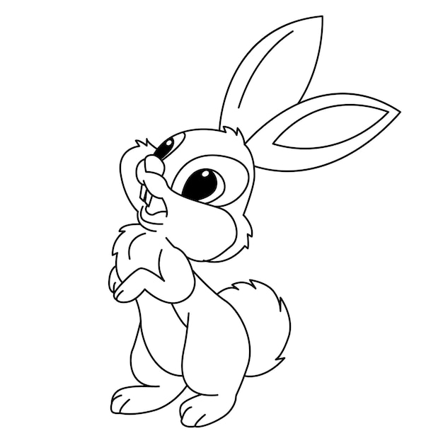 Lindo conejo dibujos animados para colorear página ilustración vector para niños libro para colorear