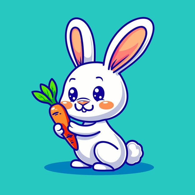 Lindo conejo de dibujos animados ilustración adorable conejo de arte vectorial