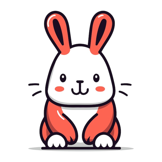 Lindo conejo de dibujos animados Ilustración vectorial aislada en fondo blanco