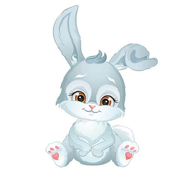 Vector lindo conejo de dibujos animados woodland animal vector ilustración aislado sobre fondo blanco
