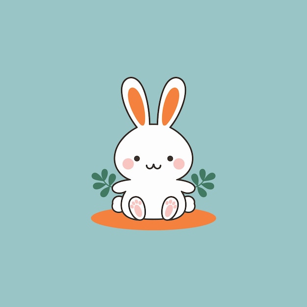 El lindo conejo de dibujos animados con zanahoria