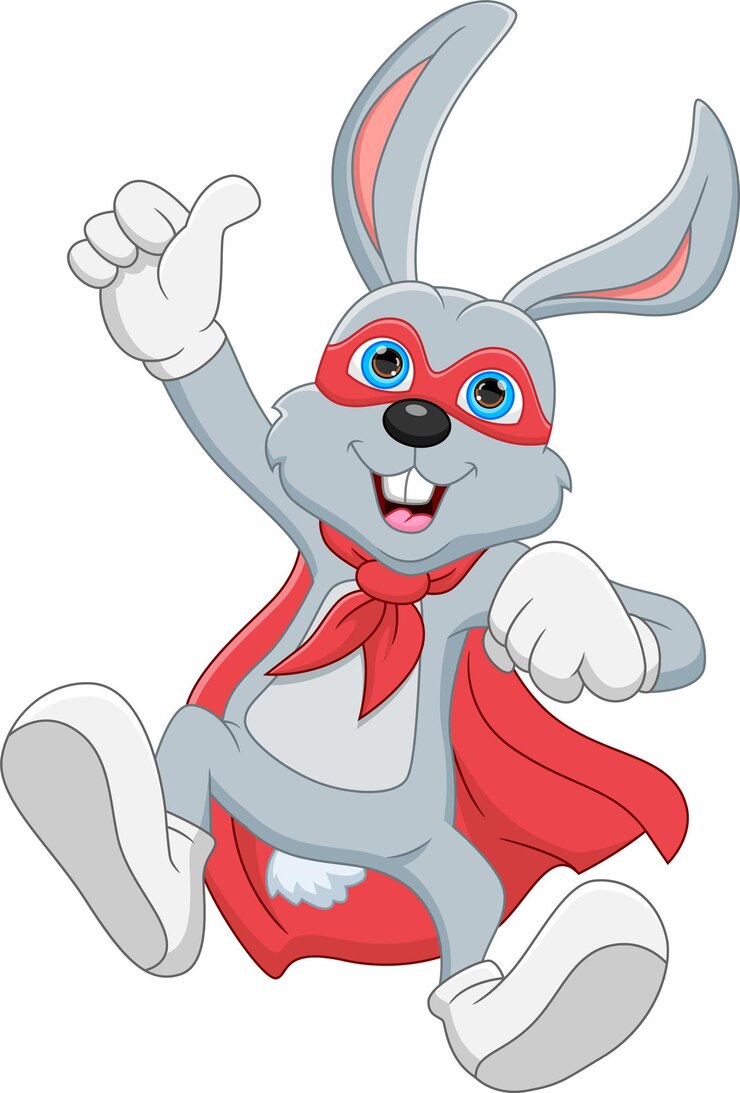 Vector lindo conejo con un disfraz de superhéroe