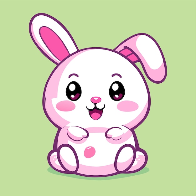 Vector lindo conejo feliz de pascua dibujado a mano plano elegante pegatina de dibujos animados icono concepto aislado