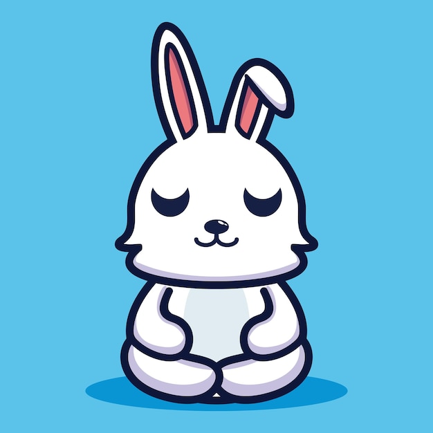 Lindo conejo hacer meditación premium vector