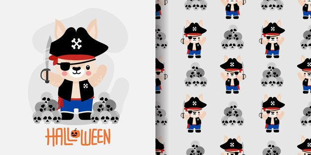 LINDO CONEJO DE HALLOWEEN CONEJITO DIBUJOS ANIMADOS DOODLE ILUSTRACIÓN DE PATRÓN INCONSÚTIL