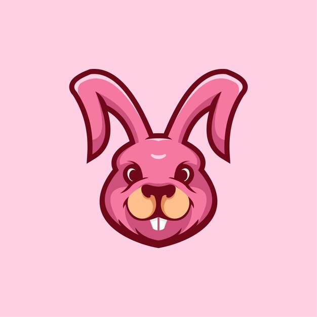 lindo, conejo, mascota, logotipo, caricatura, vector
