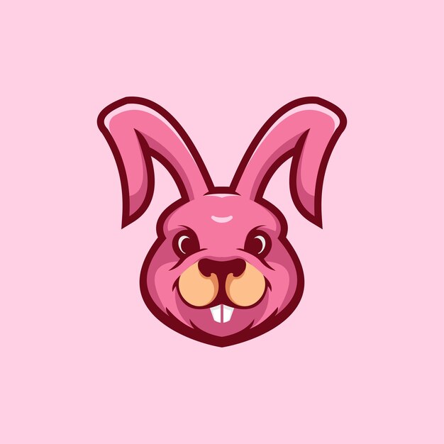 Lindo, conejo, mascota, logotipo, caricatura, vector