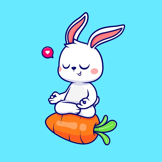 Lindo Conejo Meditación Yoga En Zanahoria Dibujos Animados Vector Icono Ilustración Animal Deporte Icono Aislado