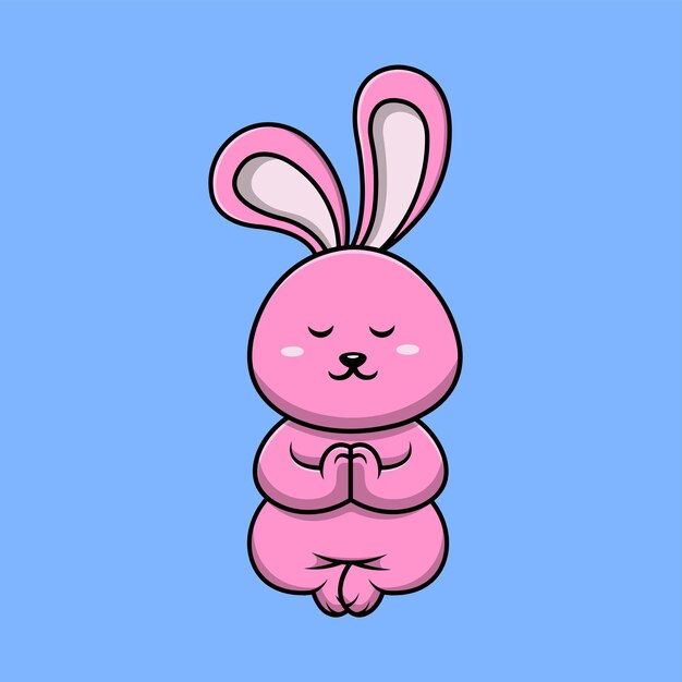 Lindo Conejo Meditando Dibujos Animados Vector Icono Ilustración