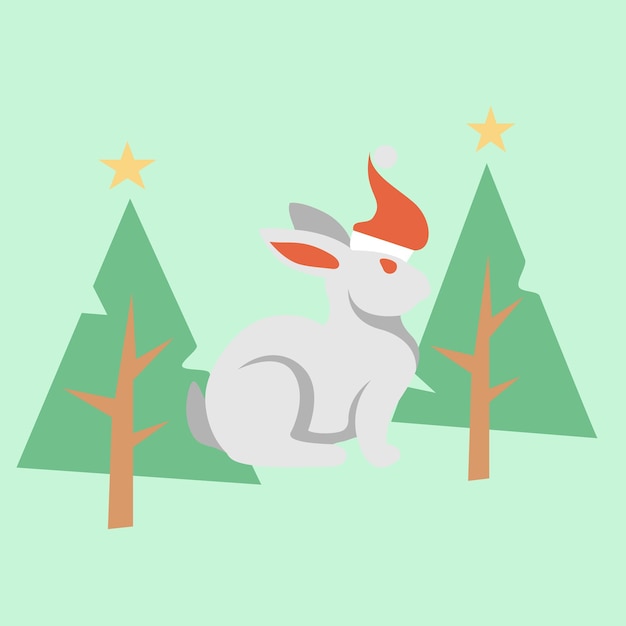 Vector lindo conejo de navidad