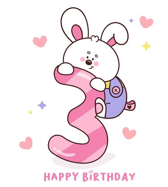 Lindo conejo número 1 conejo feliz fiesta de cumpleaños