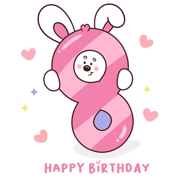 Lindo conejo número ocho conejo feliz fiesta de cumpleaños