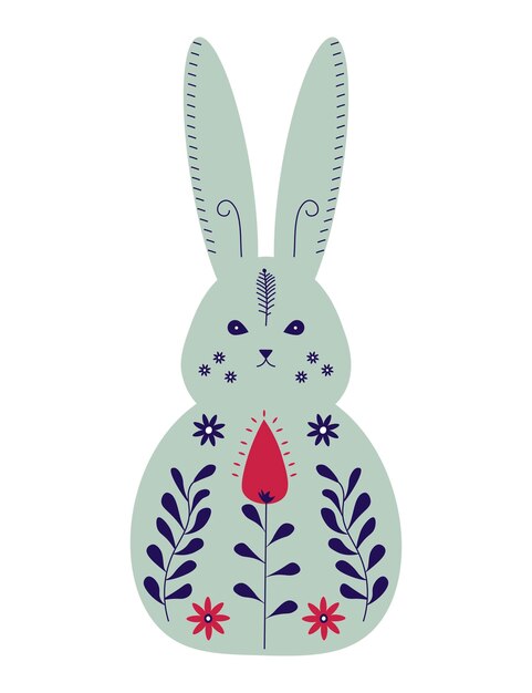 El lindo conejo de Pascua al estilo escandinavo.