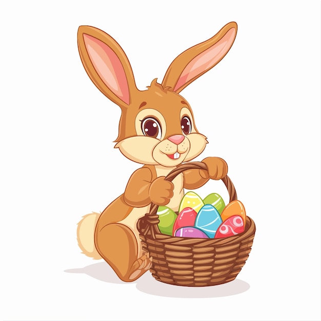 El lindo conejo de Pascua con la canasta 12